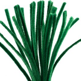 Chenille, L: 30 cm, dikte 9 mm, donkergroen, 25 stuk/ 1 doos [HOB-52098]