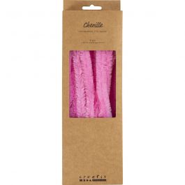 Chenille, L: 30 cm, dikte 15 mm, roze, 15 stuk/ 1 doos [HOB-52101]
