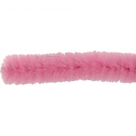 Chenille, L: 30 cm, dikte 15 mm, roze, 15 stuk/ 1 doos [HOB-52101]