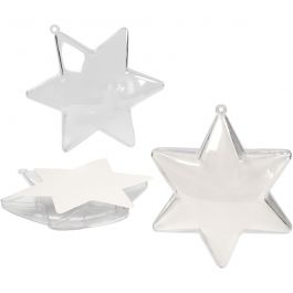 Deco ster, H: 10 cm, transparant, 5 stuk/ 1 doos [HOB-52153]