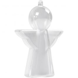 Deco engelen, H: 10 cm, transparant, 4 stuk/ 1 doos [HOB-52157]
