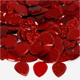 Sequins, goutte de pluie, dim. 14x19 mm, rouge, 50 gr/ 1 Pq. [HOB-522040]