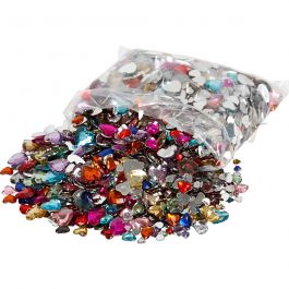 Strasstenen, d 6+10+14 mm, diverse kleuren, 2520 stuk/ 1 doos [HOB-52233]