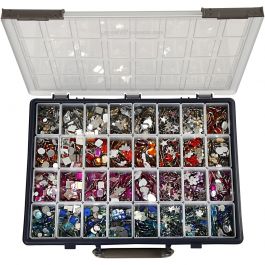Strasstenen, d 6-16 mm, diverse kleuren, 32x360 stuk/ 1 doos [HOB-52240]
