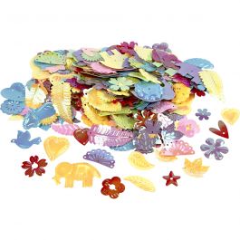 Pailletten, afm 15-45 mm, parelmoer kleuren, 30 gr/ 1 doos [HOB-522520]