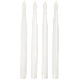 Kunst kaars, H: 27,5 cm, d 2 cm, wit, 4 stuk/ 1 doos [HOB-52351]