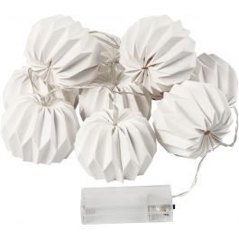 Guirlande de LED avec abat-jours, rond, H : 55 mm, L : 100 cm, d 75 mm, blanc, 1 pièce [HOB-52357]