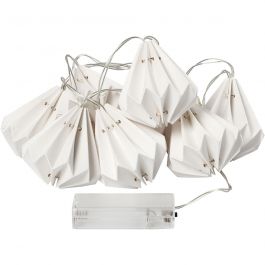 Guirlande de LED avec abat-jours, H : 80 mm, L : 100 cm, d 65 mm, blanc, 1 pièce [HOB-52358]