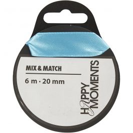 Ruban de satin, L : 20 mm, bleu clair, 6 m/ 1 rouleau [HOB-524716]