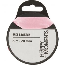 Ruban de satin, L : 20 mm, rose clair, 6 m/ 1 rouleau [HOB-524717]