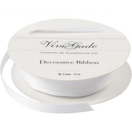 Ruban décoratif, L : 6 mm, blanc, 15 m/ 1 rouleau [HOB-52473]