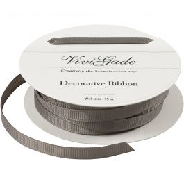 Ruban décoratif, L : 6 mm, gris, 15 m/ 1 rouleau [HOB-52474]