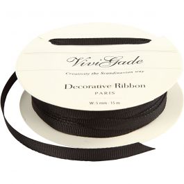 Ruban décoratif, L : 6 mm, noir, 15 m/ 1 rouleau [HOB-52480]