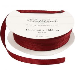 Ruban décoratif, L : 6 mm, rouge, 15 m/ 1 rouleau [HOB-52482]