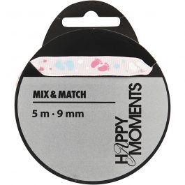 Decoratielint, B: 9 mm, roze, 5 m/ 1 rol [HOB-525017]