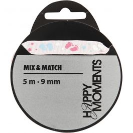Ruban décoratif, L : 9 mm, rose, 5 m/ 1 rouleau [HOB-525017]
