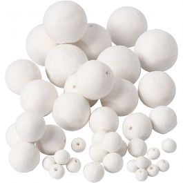 Boule d'ouate, d 12+15+20+30+40+50 mm, blanc, 42 pièces/ 1 Pq. [HOB-54008]