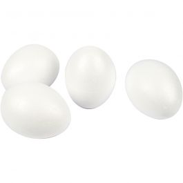 Oeufs en polystyrène, H: 10cm, blanc, 25 pièces/ 1 Pq. [HOB-54322]