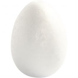 Oeufs en polystyrène, H: 8cm, blanc, 5 pièces/ 1 Pq. [HOB-543240]
