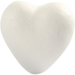 Coeurs en polystyrène, H: 6cm, P: 3cm, L: 6cm, blanc, 5 pièces/ 1 Pq. [HOB-543521]