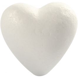 Coeurs en polystyrène, H: 8cm, P: 4,5cm, blanc, 5 pièce/ 1 Pq. [HOB-543541]