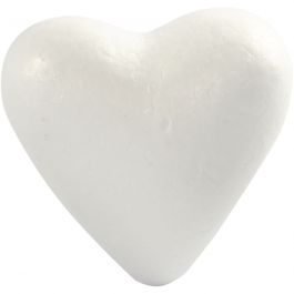 Coeurs en polystyrène, H: 11cm, P: 5cm, L: 11,5cm, blanc, 5 pièces/ 1 Pq. [HOB-543561]