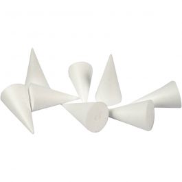 Cônes en polystyrène, H: 11cm, d 5,5cm, blanc, 50 pièces/ 1 Pq. [HOB-543581]