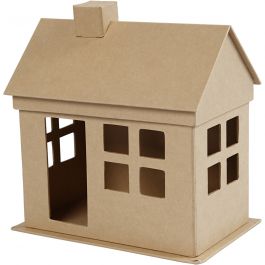 Maison en Papier Mâche, H : 23 cm, P: 14,5 cm, L : 22,5 cm, 1 pièce [HOB-54903]