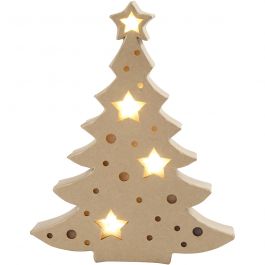 Figurine avec lumière à l'intérieur, sapin de Noël, H: 27cm, P: 4cm, L: 21,5cm, 1 pièce [HOB-54905]