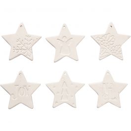 Décorations à suspendre, étoile, dim. 7x7cm, blanc, 6 pièces/ 1 Pq. [HOB-555150]