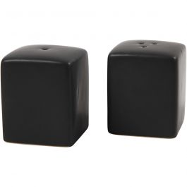 Zout & Peper set, H: 6 cm, afm 5x5 cm, matt, zwart, 6 set/ 1 doos [HOB-55605]