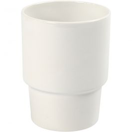 Mok, H: 11 cm, d 8,5 cm, wit, 2 stuk/ 1 doos [HOB-556070]