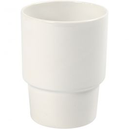 Mok, H: 11 cm, d 8,5 cm, wit, 1stuk/ 1 stuk [HOB-55607]