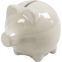 Spaarvarken, H: 8 cm, B: 8,5 cm, off-white, 10 stuk/ 1 doos [HOB-556391]