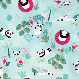 Papier cadeau, Panda, L : 50 cm, 80 gr, 100 m/ 1 rouleau [HOB-55643174]