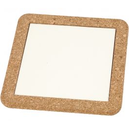 Onderzetter met lijst van kurk, afm 15,5x15,5x1 cm, wit, 2 stuk/ 1 doos [HOB-556521]