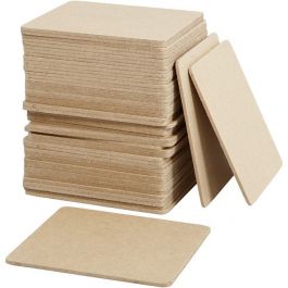 Onderzetter, afm 10x10 cm, dikte 3 mm, MDF, 50stuks [HOB55761]