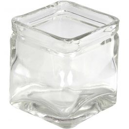 Bougeoirs carrés, H: 8cm, dim. 7,5x7,5cm, 12 pièces/ 1 Pq. [HOB-55814]