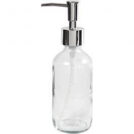 Distributeur de savon, H : 19,3 cm, d 6,3 cm, 230 ml, transparent, 1 pièce [HOB-558630]