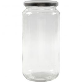 Pot en verre, transparent, H: 18,8 cm, d 8,8 cm, 1000 ml, 6 pièce/ 1 boîte [HOB-55913]