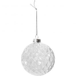 Glazen facet bal, d 7,8 cm, transparant, 4 stuk/ 1 doos [HOB-55929]