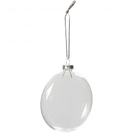 Boules de Noël en verre, d 8cm, ép. 2,1cm, 6 pièces/ 1 Pq. [HOB-55951]