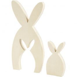 2in1 Figuren, hazen / konijnen, H: 11,5+24,5 cm, D: 2 cm, B: 6,5+11,5 cm, 1 set [HOB-56133]