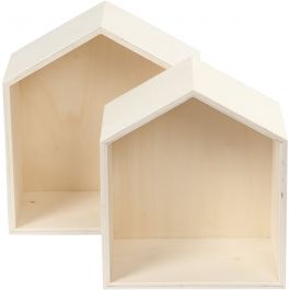 Boîtes de rangement, maisons, H: 22,5+25cm, P: 12,5cm, L: 19,5+22,5cm, 2 pièces/ 1 set [HOB-56163]