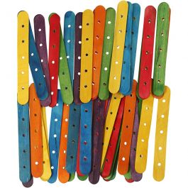Constructiestokjes, L: 15 cm, B: 1,8 cm, gatgrootte 4 mm, diverse kleuren, 500 div/ 1 doos [HOB-56305]