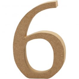 Cijfer, 6, H: 13 cm, dikte 2 cm, 1 stuk [HOB-56344]