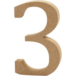 Cijfer, 3, H: 8 cm, dikte 1,5 cm, 1 stuk [HOB-56394]