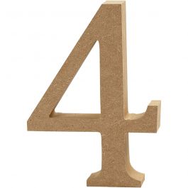 Cijfer, 4, H: 8 cm, dikte 1,5 cm, 1 stuk [HOB-56395]