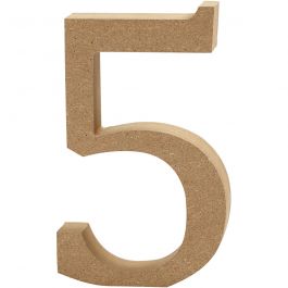 Cijfer, 5, H: 8 cm, dikte 1,5 cm, 1 stuk [HOB-56396]