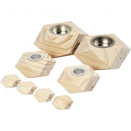 Kandelaars, H: 3,4+5 cm, d 6,2+9 cm, gatgrootte 2,2+4,2 cm, 1 set [HOB-56429]